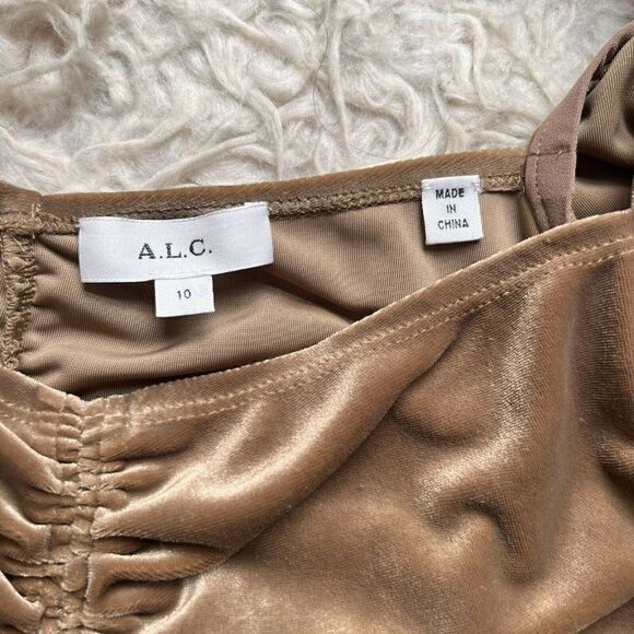 A.L.C. Chamberlain Ruched Long-Sleeve Square Neck Velvety Brown Top Size 10 NWOT - Picture 6 of 10